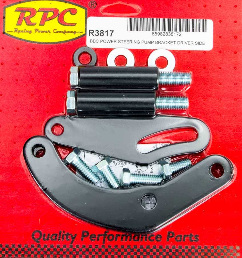 RACING POWER CO-PACKAGED  BBC Saginaw Power Steer Bracket Swp Black   RPCR3817