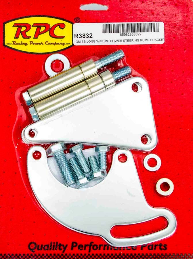 RACING POWER CO-PACKAGED  BBC Saginaw Power Steer Bracket Lwp Chrome   RPCR3832