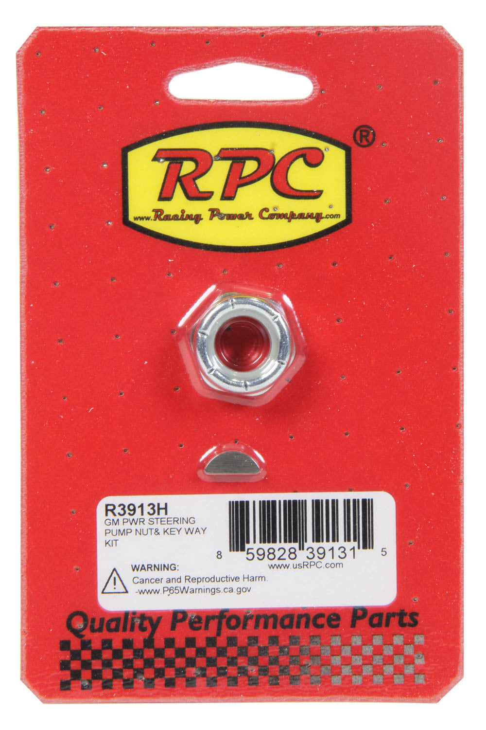 RACING POWER CO-PACKAGED  GM Power Steering Pump Nut and Keyway Kit   RPCR3913H