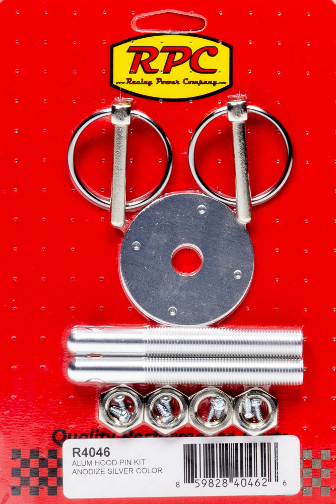 RACING POWER CO-PACKAGED  Alum Hood Pin Kit Anodiz e Silver  RPCR4046