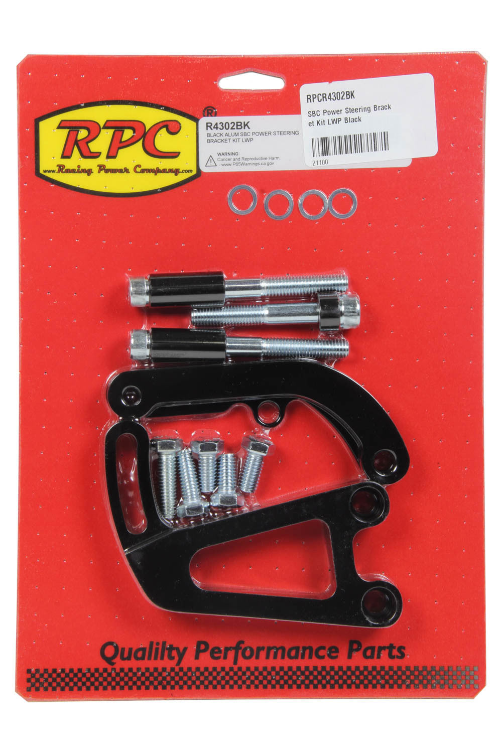 RACING POWER CO-PACKAGED  SBC Power Steering Brack et Kit LWP Black   RPCR4302BK