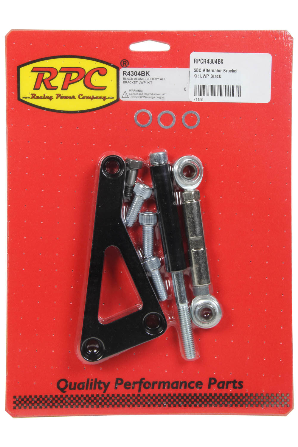 RACING POWER CO-PACKAGED  SBC Alternator Bracket Kit LWP Black   RPCR4304BK