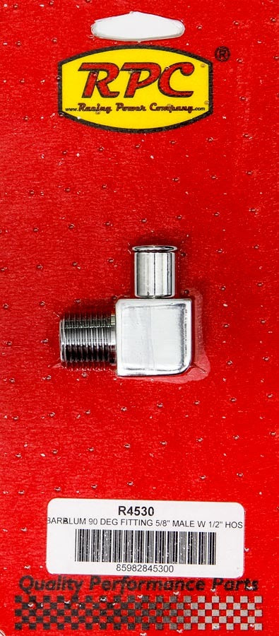 Racing Power Co-Packaged 90 Degree Alum Fitting 5/8 x 1/2 Chrome MPN RPCR4530