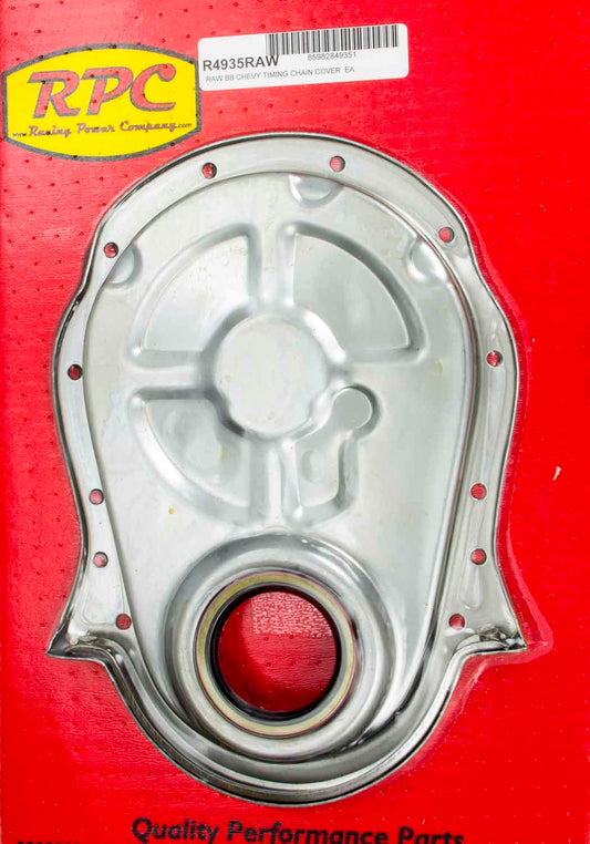 Racing Power Co-Packaged BBC Steel Timing Chain Cover Unplated MPN RPCR4935RAW For Chevy