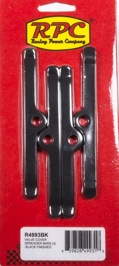 RACING POWER CO-PACKAGED  Black SBC Valve Cover Spreader Bars 4-3/4in   RPCR4993BK