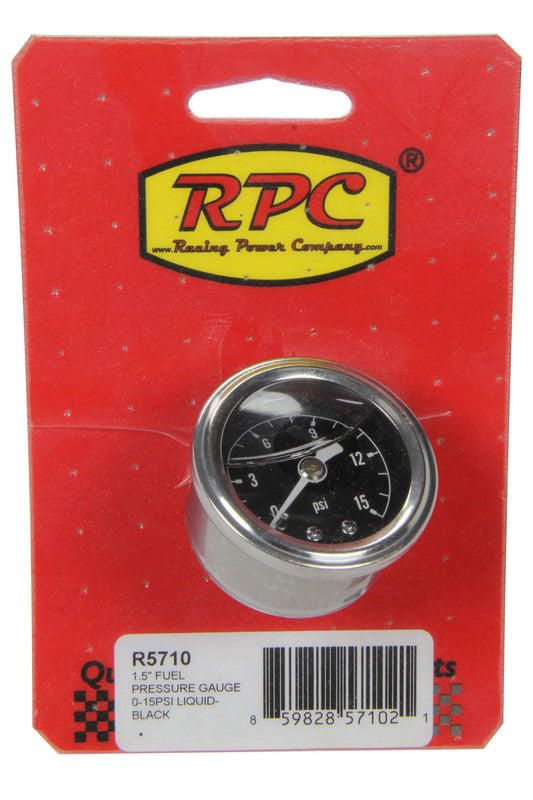 RACING POWER CO-PACKAGED  Liquid Filled Gauge Fuel Pressure 0-15 PSI  RPCR5710