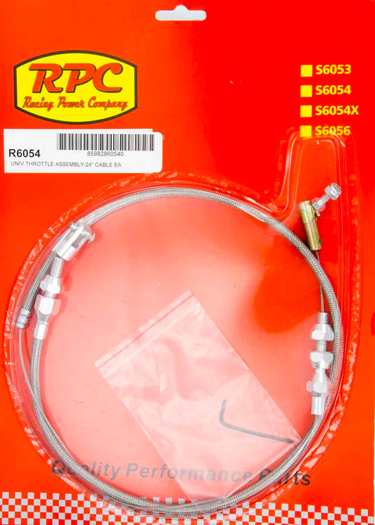 RACING POWER CO-PACKAGED  Stainless Throttle Cable 24in   RPCR6054