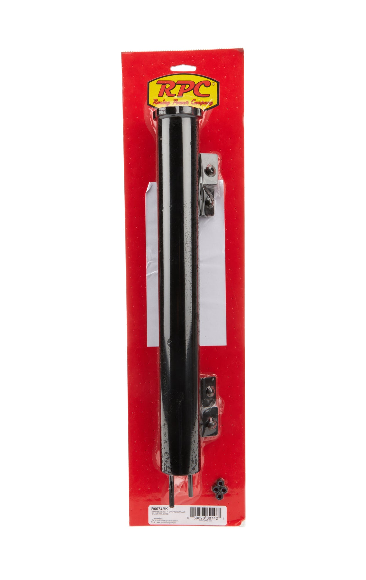 RACING POWER CO-PACKAGED  Stainless 2in x 17in Overflow Tank Black   RPCR6074BK