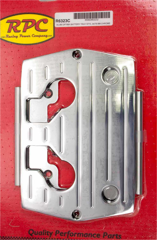 RACING POWER CO-PACKAGED  Optima Alum Ball Milled Battery Tray Chrome   RPCR6323C