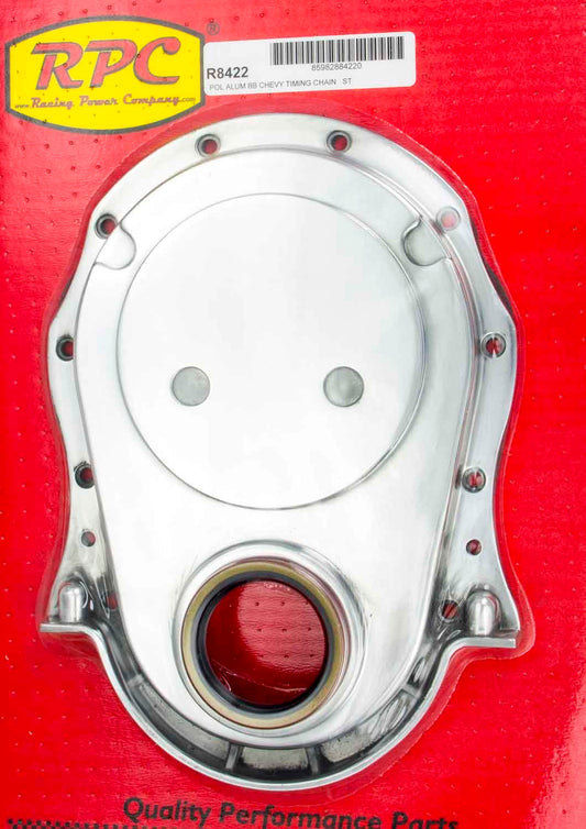 Racing Power Co-Packaged BBC Alum Timing Chain Cover Polished MPN RPCR8422 For Chevy