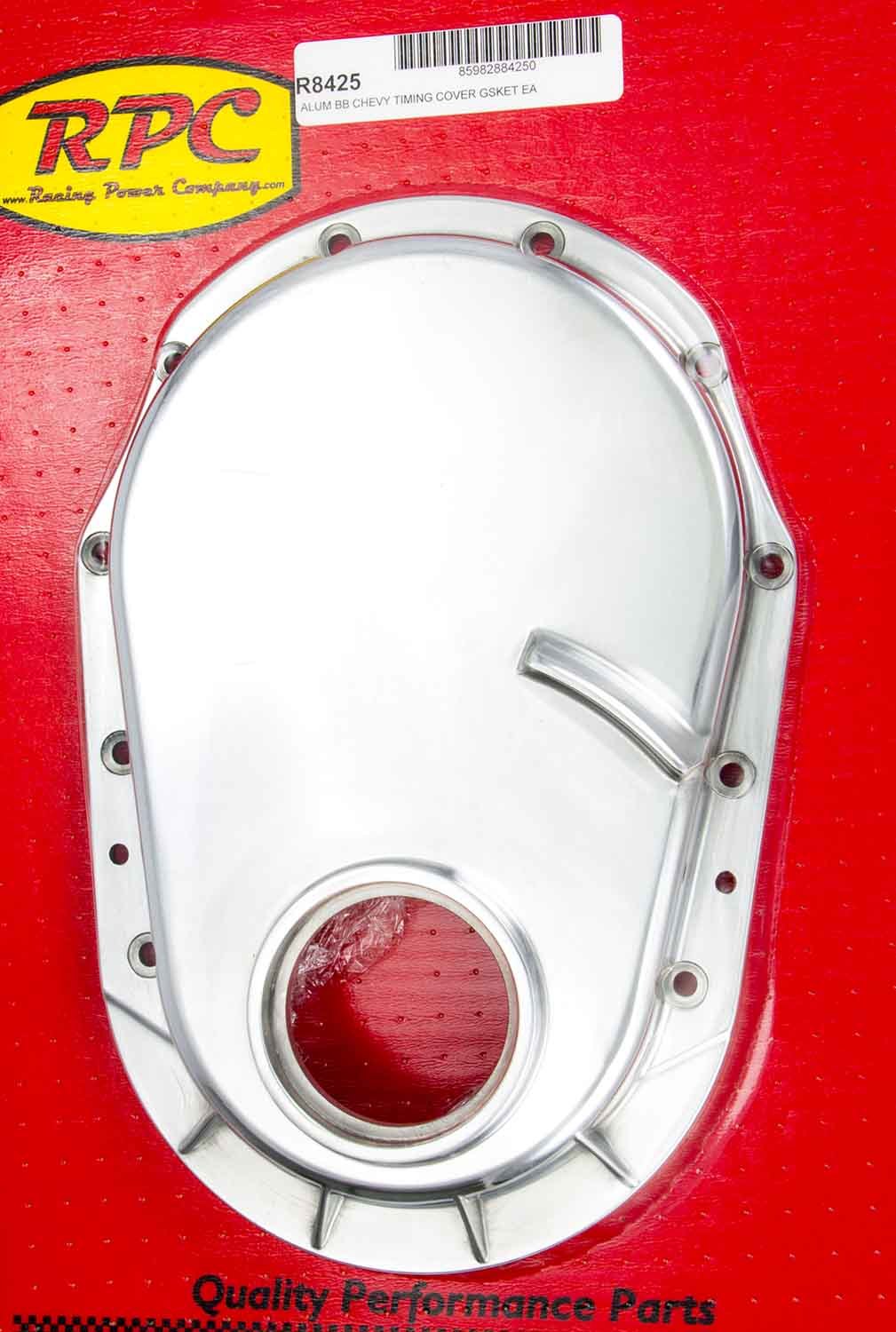 Racing Power Co-Packaged BBC 91-95 Alum Timing Chain Cover Polished MPN RPCR8425 For Chevy