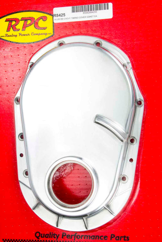 Racing Power Co-Packaged BBC 91-95 Alum Timing Chain Cover Polished MPN RPCR8425 For Chevy