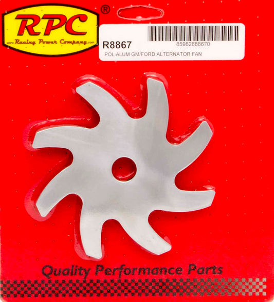 RACING POWER CO-PACKAGED  Alternator Pulley Fan Polished Aluminum   RPCR8867