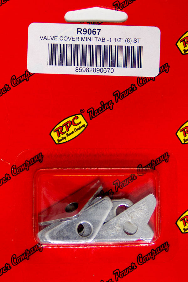 RACING POWER CO-PACKAGED  Chrome V/C Hold Down Mini Tab 8pcs   RPCR9067