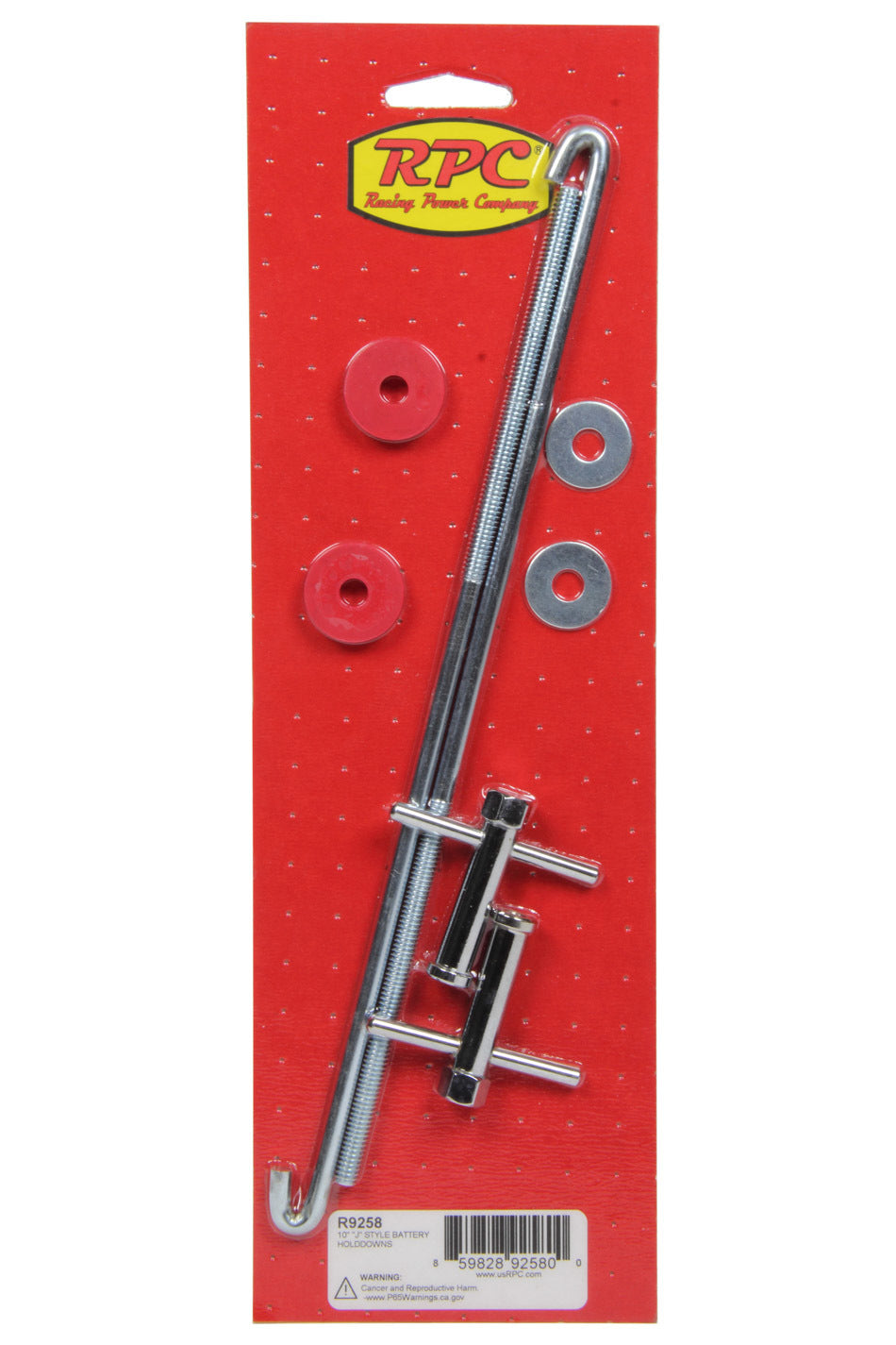 RACING POWER CO-PACKAGED  Chrome 10In Battery Hold Tray J-Hook Style  RPCR9258