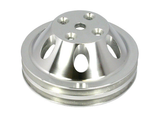 Racing Power Co-Packaged Pol Alum SBC Double Gro ove Pulley MPN RPCR9483POL For Chevy