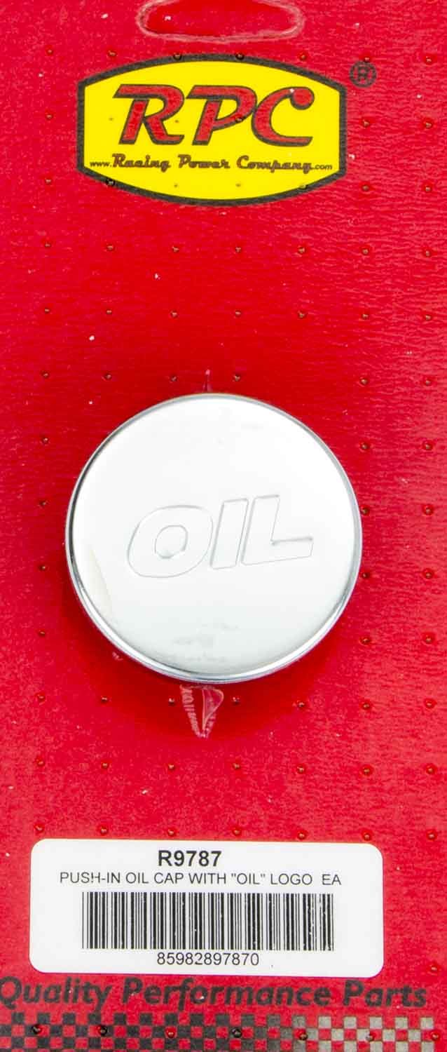 RACING POWER CO-PACKAGED  Oil Filler Cap Chrome W/ Oil Logo   RPCR9787