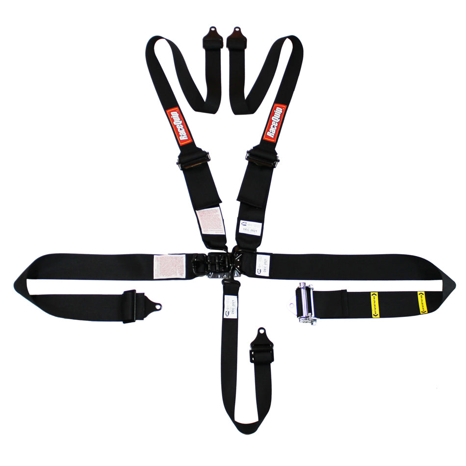 RACEQUIP  5pt Harness HNR Ratchet L&L Black   RQP815005