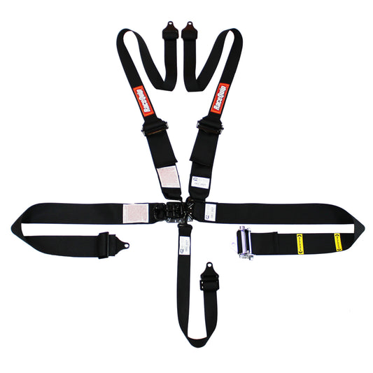 RACEQUIP  5pt Harness HNR Ratchet L&L Black   RQP815005