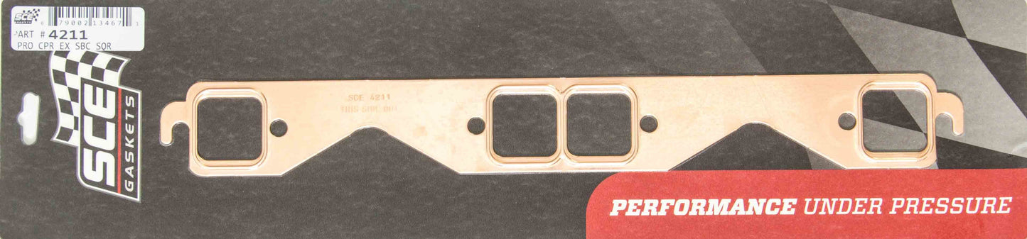 SCE GASKETS  SBC Square Port Copper Exhaust Gasket Set   SCE4211