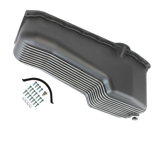 Specialty Products Company Oil Pan 1958-79 SB Chev y 262-400 Finned Black MPN SPC8442BK For Chevy