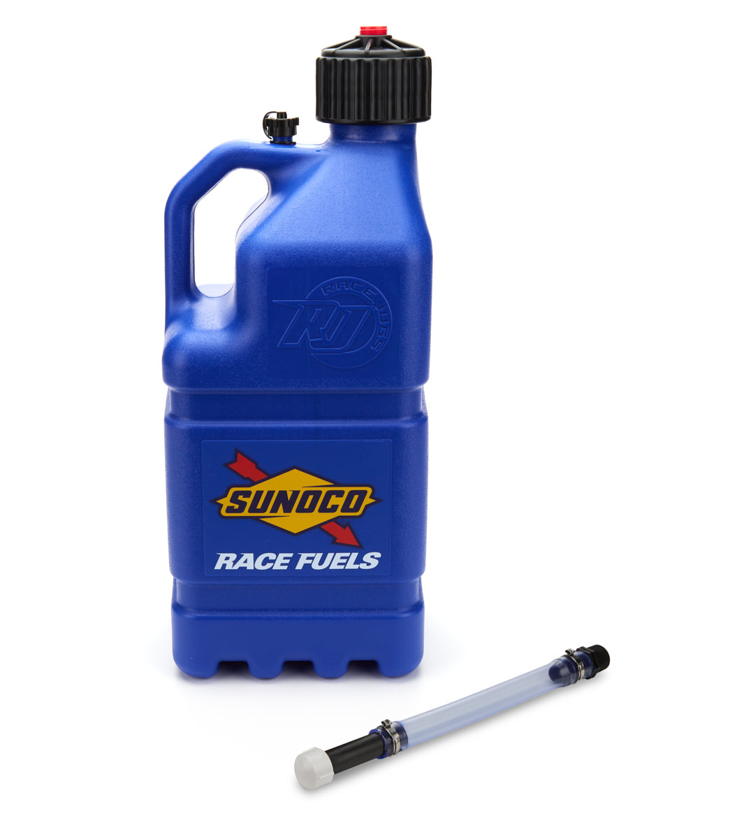 SUNOCO RACE JUGS  Blue Sunoco Race Jug GEN 3 w/Filler Hose   SRJR7500BLHOSE