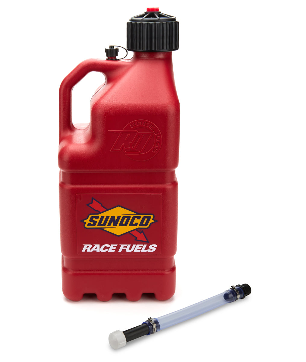 SUNOCO RACE JUGS  Red Sunoco Race Jug GEN 3 w/Filler Hose   SRJR7500RDHOSE