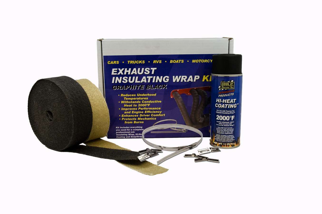 THERMO-TEC  Exhaust Wrap Kit 4/6 Cylinder Black   THE19122