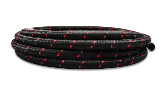 VIBRANT PERFORMANCE  5ft Roll -6 Black Red Ny lon Braided Flex Hose   VIB11986R