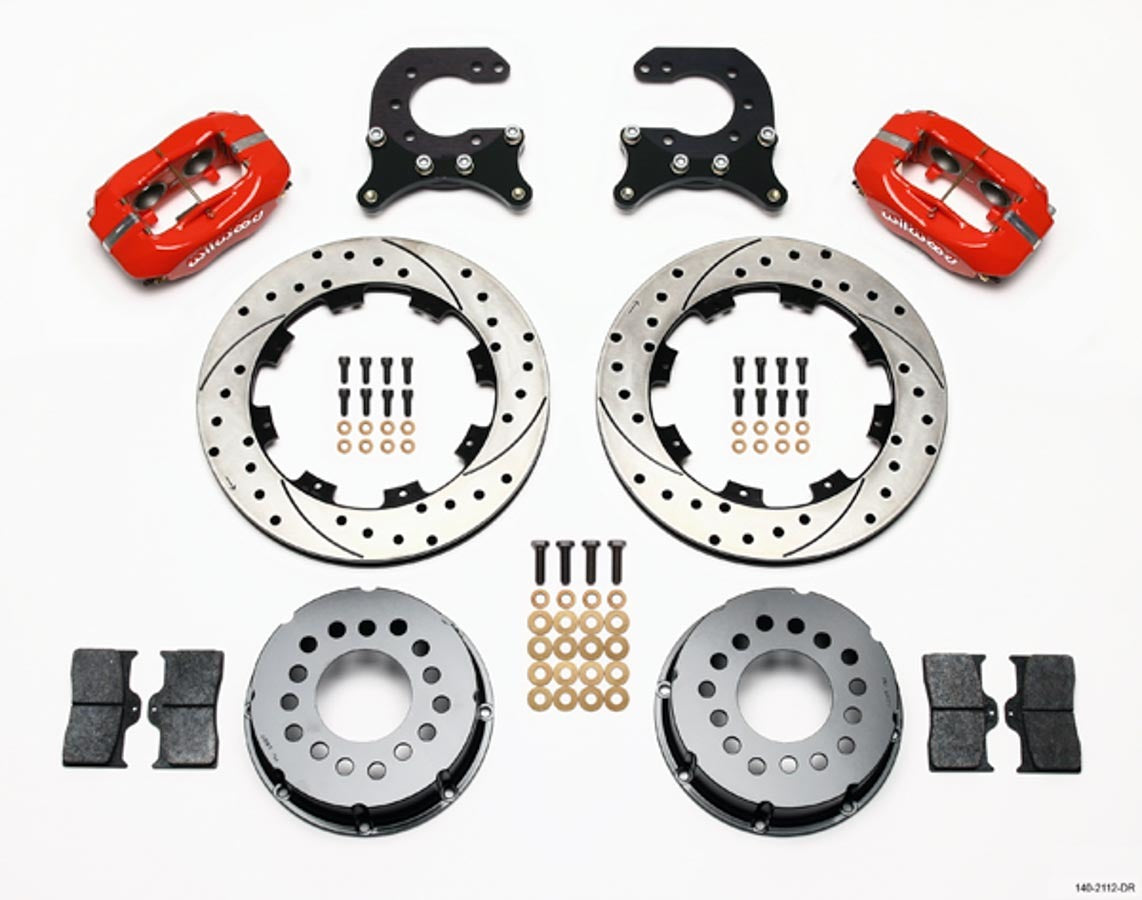 WILWOOD  Brake Kit Rear Chevy 12- Bolt Billet Caliper Red  WIL140-2112-DR