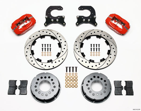 WILWOOD  Brake Kit Rear Chevy 12- Bolt Billet Caliper Red  WIL140-2112-DR